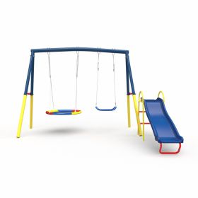 Swing Sets For With Kids Slide Outdoor Heavy-Duty Metal Playset 3 In 1 Swing Set With Slide