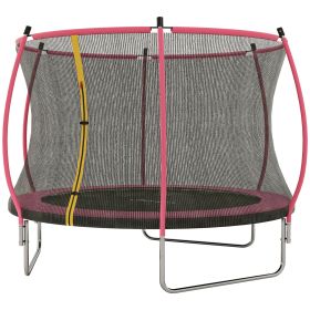 10ft Outdoor Trampoline with Net Enclosure, Curved Poles and Safety Pad, ASTM Approved, Pink
