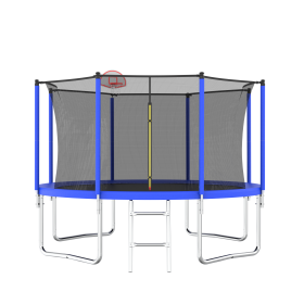 12FT Trampoline For Kids & Adults With Basketball Hoop And Ball ,Recreational Trampolines With Safety Enclosure For Back Yard Outdoor