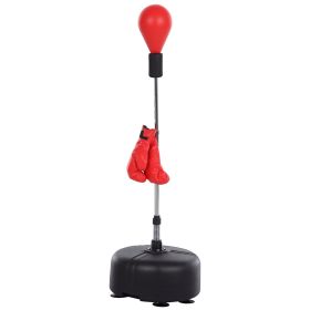 Free Standing Punching Bag with Stand and Boxing Gloves, Height Adjustable Boxing Bag Set, For Training, Exercise, Fitness & Stress Relief - Red
