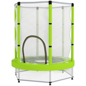 4.6FT Toddler Trampoline w/ Safety Net, Recreational Trampoline for Indoor Outdoor, Cloud Pattern, Green