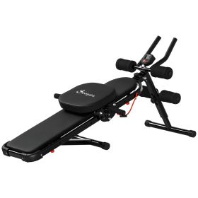 Multi-Purpose Ab Workout Equipment, Foldable Ab Machine, Adjustable Sit Up Bench & Weight Bench, Abdominal Cruncher with Resistance Bands & LCD Displa