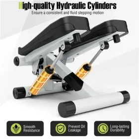 sMini Full Body Stepper - Resistance Bands Included, Adjustable Intensity, LCD Tracker (White)