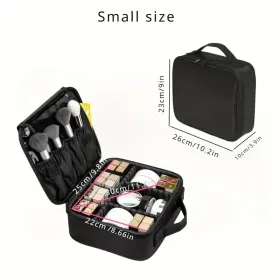 Large Capacity Travel Makeup Bag With Adjustable Dividers - High Quality Oxford Cloth Makeup Storage Box, Portable Makeup Storage Box For Women And Gi (Option: Black)