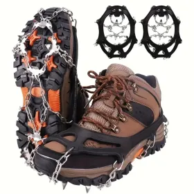 Shoe Ice Claws, Traction Shoe Nails, Ice And Snow Grip Straps With 19 Stainless Steel Nails, Shoe Claws Anti-Slip Boot Nails, Suitable For Walking, Jo (Option: L)