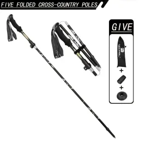 Five Section Folding Trekking Cane For Hiking And Walking - Lightweight 7075 Aluminum, Strong And Durable Outer Lock And High-density EVA Grip, Men'S (Option: 1PCBlack)